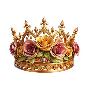 ornamental gold crown with roses and flowers clipart