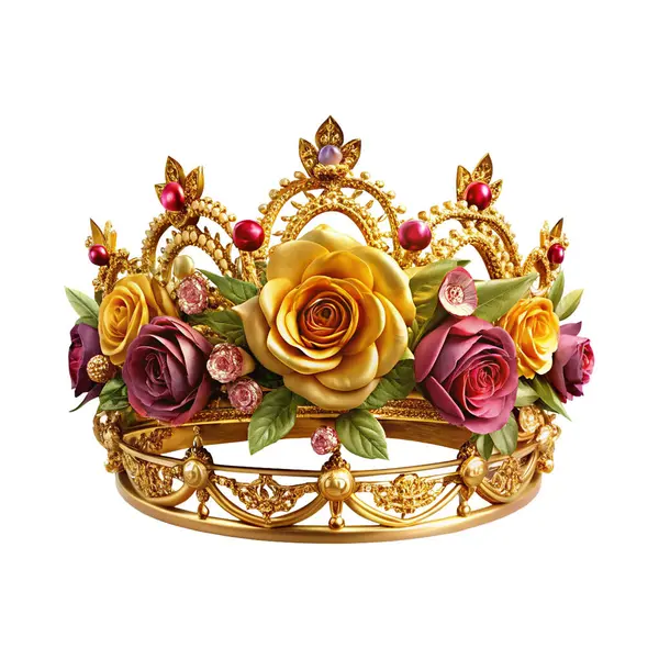 stock vector ornamental gold crown with roses and flowers