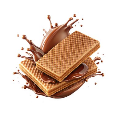 Crispy cookie Chocolate wafer Flavor with Milk cream splash clipart