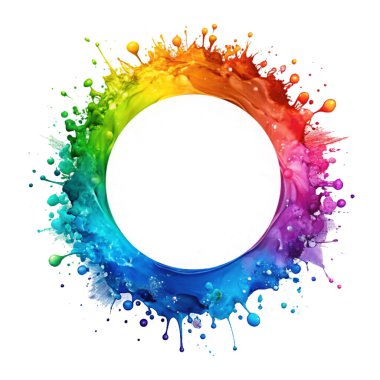 colourful or rainbow splashes in round shape png design clipart