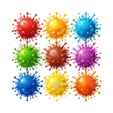 colourful or rainbow splashes in round shape png design clipart