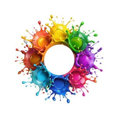 colourful or rainbow splashes in round shape png design clipart