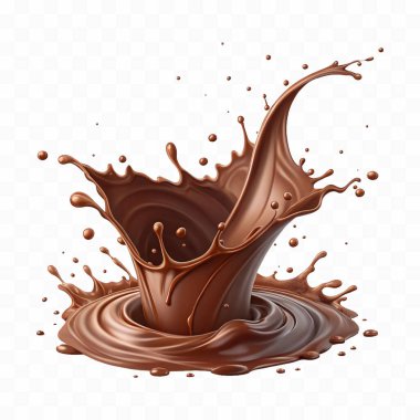 realistic 3d chocolate milk splash waves with drops png design  clipart