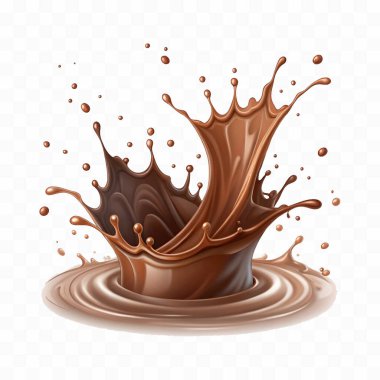 realistic 3d chocolate milk splash waves with drops png design  clipart