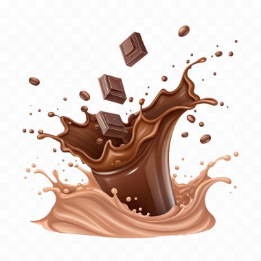 realistic 3d chocolate milk splash waves with drops png design  clipart