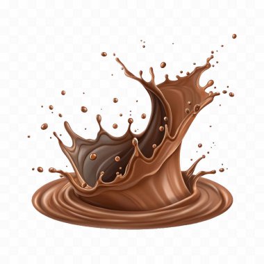 realistic 3d chocolate milk splash waves with drops png design  clipart