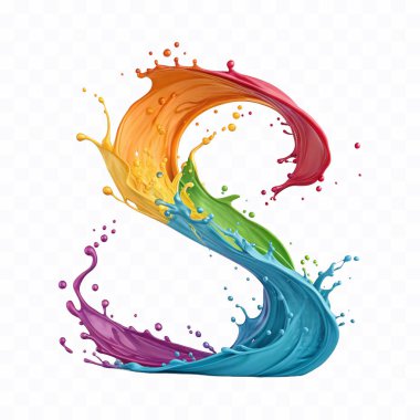 abstract 3d colourful or rainbow splashes in curve style isolated on white background  clipart