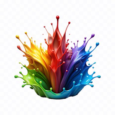 Abstract 3d  rainbow liquid paint splashes isolated on white background clipart