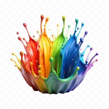 Abstract 3d  rainbow liquid paint splashes isolated on white background clipart