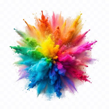 colorful rainbow holi paint color powder explosion isolated white wide panorama background clipart