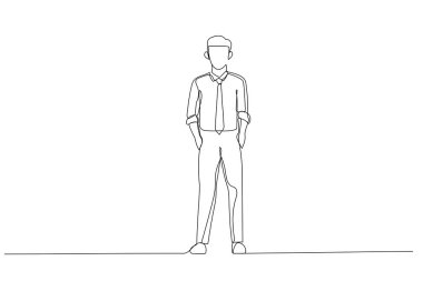 Beyaz arka planda tam boy iş adamı tasviri. Tek satır resim stili
