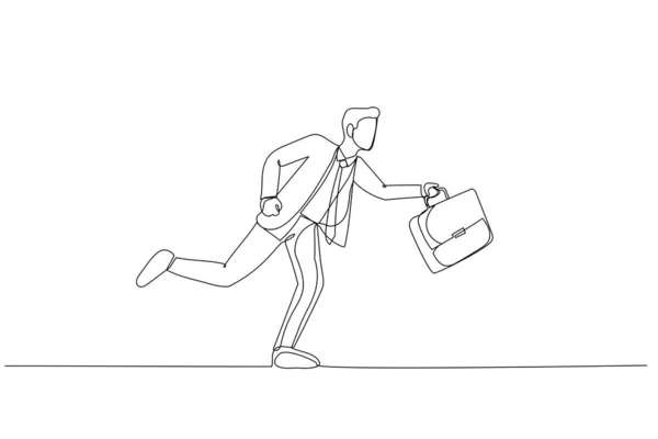 Caricature Homme Affaires Courant Avec Une Mallette Parce Que Rendez — Image vectorielle