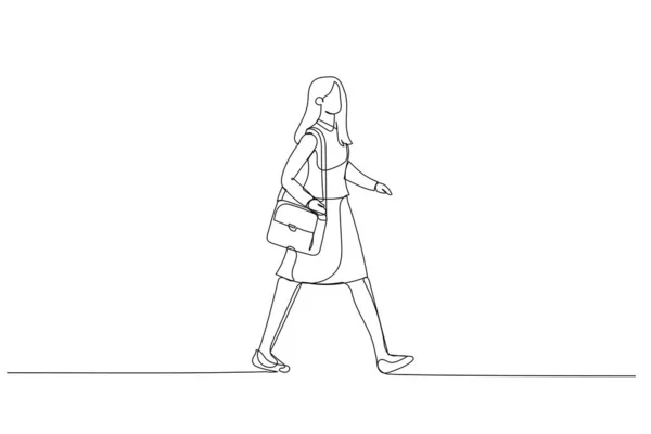 Illustrazione Donna Affari Che Cammina Fretta Passato Viaggi Affari Singola — Vettoriale Stock