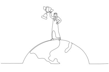 Ödül kazanan uluslararası pazarı olan Arap iş adamı süper kahramanın çizimi. Tek satır sanat tarzı