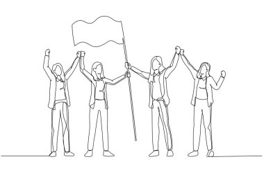 İş kadınının bayrağını dikmesi ve başarıya ulaşması. Tek satır aralıksız sanat biçimi