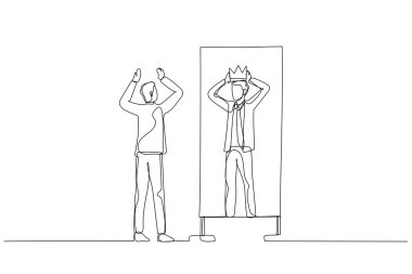 İş adamının kafasına daha iyi bir taç takmaya çalışması. Tek satır aralıksız sanat biçimi