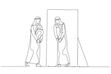 Arap adamın kendine sorduğu ve düşündükten sonra cevap aldığı bir çizgi film. Devamlı çizgi sanatı