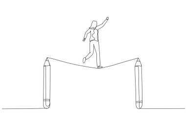 İş kadını çizgi filmi, kalemlerin yaratıcılıktaki mücadele kavramları arasında sıkıca yürüyor. Tek satır aralıksız sanat