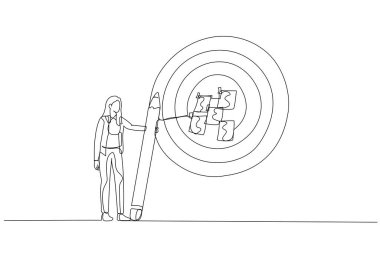 İş kadını tasviri notlara hedef tahtası ve hedef belirleme kavramına hedef alır. Tek satır aralıksız sanat biçimi