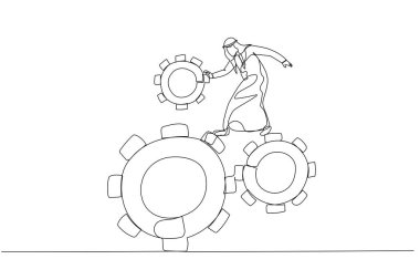 arab man & gear. Continuous line art style