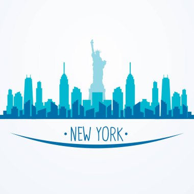 Vektör düz tasarım New York şehri manzarası