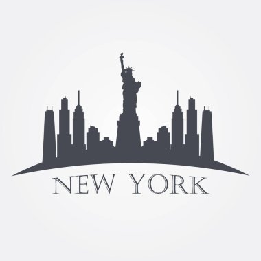 New York Şehri Skyline Vektör İllüstrasyon Tasarımı