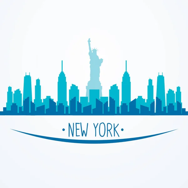 Векторная Плоская Панорама Нью Йорка — стоковый вектор