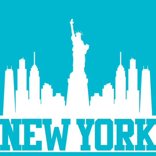 Linear New York City Skyline Σχεδιασμός Διανυσματικής Εικονογράφησης — Διανυσματικό Αρχείο