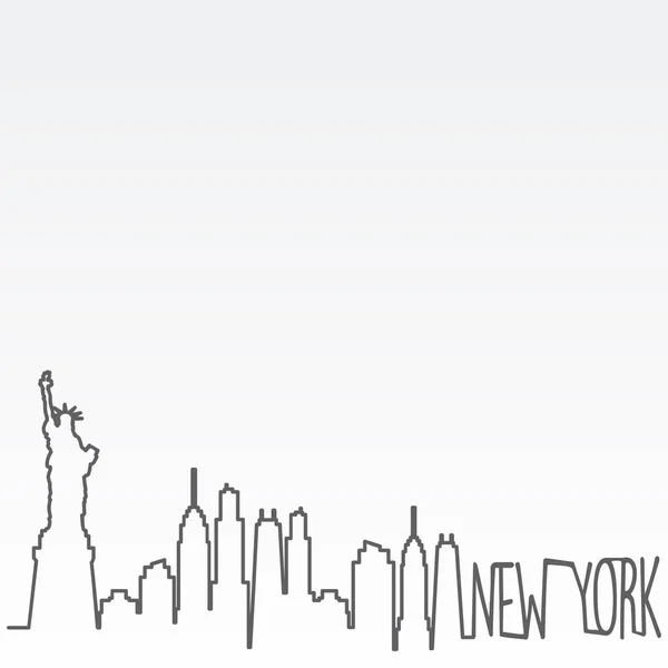 Νέα Υόρκη Skyline Άγαλμα Της Ελευθερίας Περίγραμμα Εικονογράφηση Διάνυσμα — Διανυσματικό Αρχείο