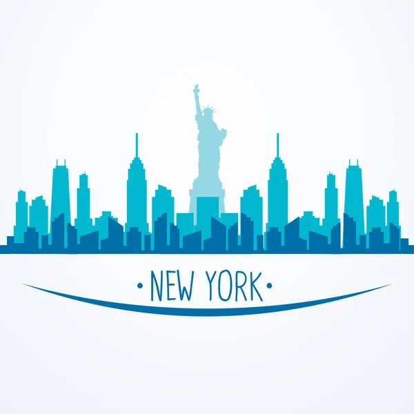 Vector Plano Diseño Nueva York Panorama Ciudad Vector de stock