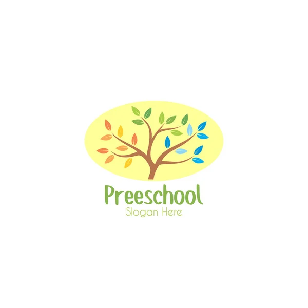 Vorschule Kindergarten Spielgruppe Logo Design Vorlage Kinder Schule Vektor Illustration — Stockvektor