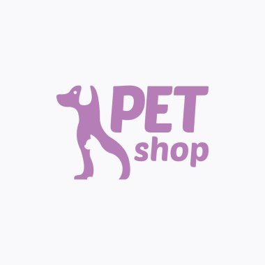 köpek kedi evcil hayvan evi logo vektör simgesi düz tasarım şablonu