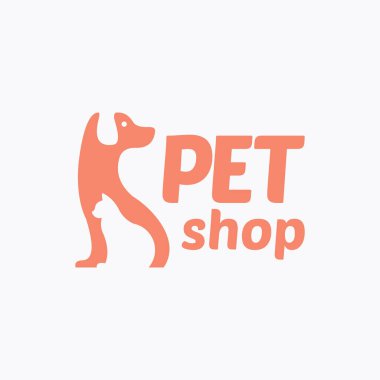 Evcil hayvan dükkanı logosu şablonu. Köpek kedi konsepti. Evcil hayvan dükkanı ya da tabela.