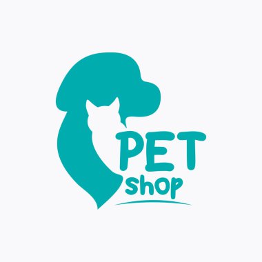 Vektör Pet Shop logo tasarım şablonu. Mağaza, veteriner kliniği, hastane, barınak, iş hizmetleri. Düz Çizim
