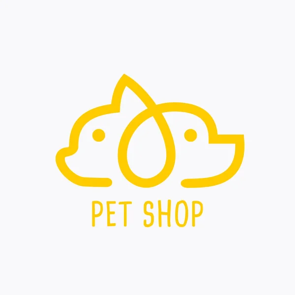 Kotów Psów Pet Love Logo Linii Art Design Ilustracji Sklep — Wektor stockowy