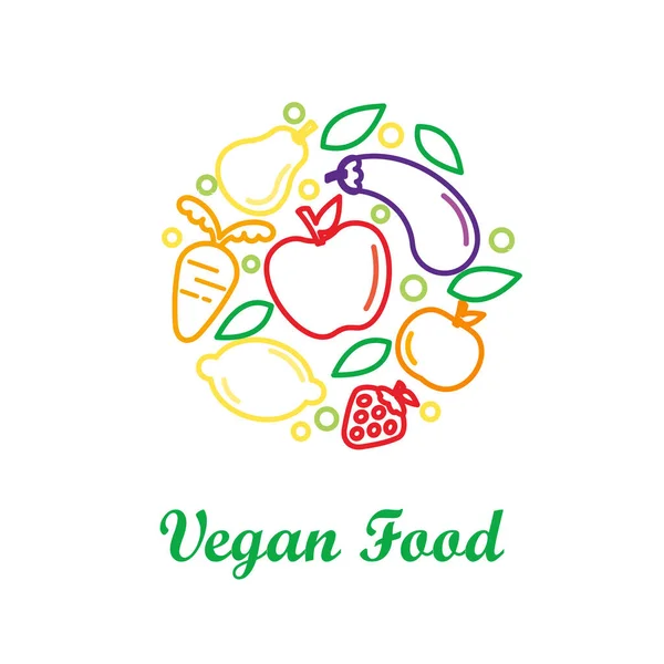 Plantilla Diseño Logotipo Vectorial Con Iconos Frutas Verduras — Vector de stock