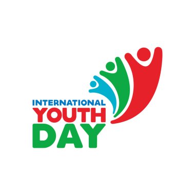 Gençlik günün kutlu olsun. 12 Ağustos. Dekoratif unsurları olan pozitif poster.