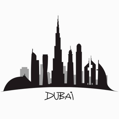 Birleşik Arap Emirlikleri, city gökdelen otel, şık grafik sembollerin Dubai şehir vektör çizim.