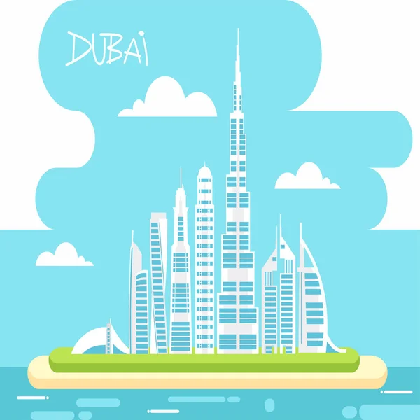 Dubai City Skyline Detailed Silhouette Vector Illustration — Stock Vector