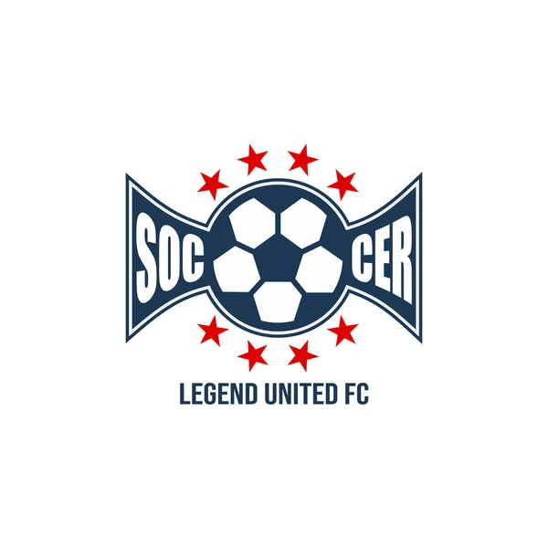 Logo Football Style Plat Ballon Foot Jeux Sport Emblème Insigne — Image vectorielle