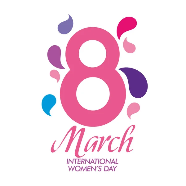 Diseño Del Logo Del Día Internacional Mujer Feliz Saludo Del Ilustración de stock