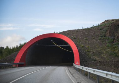 Tunnel on the road in Akureyri, Iceland clipart