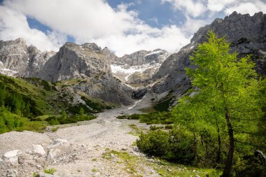Ocky Alp Vadisi Avusturya Alplerinde dramatik dağ zirveleriyle çevrili.. 