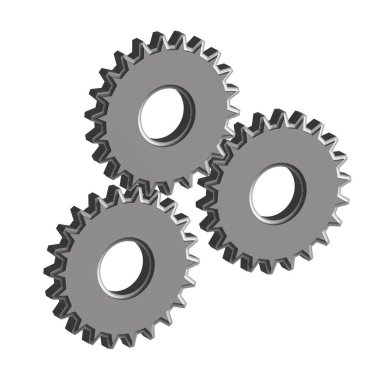 3D metal Gears. 3D illustration. Business development, teamwork concept. Mechanism wheels logo. Cogwheel concept template. Solving problems, settings, process, progress business icon. UI symbol. 