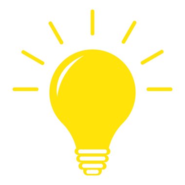 Yellow lamp on a white background. Flat vector illustration. Bright idea concept. Solving problems in business. Innovation and teamwork in company. Creative idea brainstorming concept. Searching for solutions, innovation.