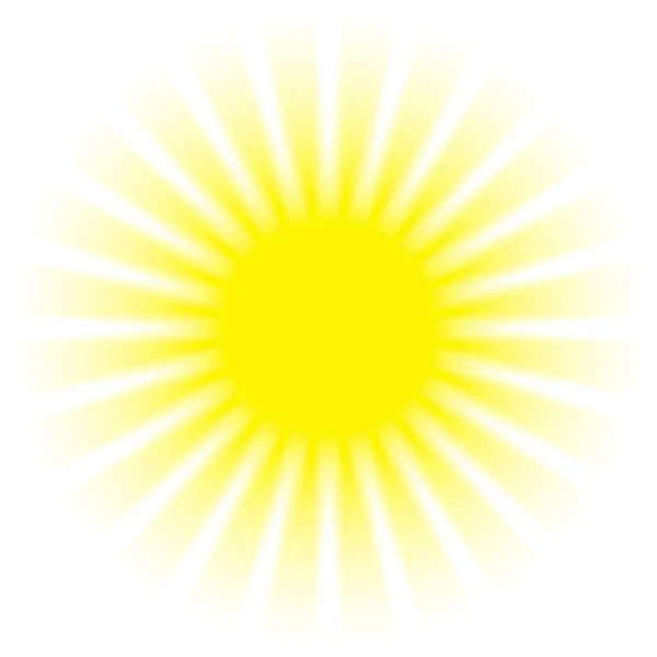 明るい太陽のアイコンは 白い背景に隔離されました 日の出 日の出または日没 夜明け 太陽の光と太陽の輝き 太陽は輝いている 装飾サークル完全な太陽と太陽の光 — ストック写真
