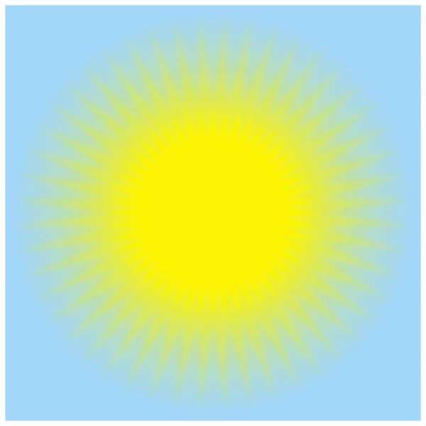青い背景に明るい太陽のアイコンが孤立しています 日の出 日の出または日没 夜明け 太陽の光と太陽の輝き 太陽は輝いている 太陽と太陽の光の半周装飾 — ストック写真