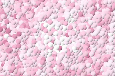 Üç boyutlu geometrik soyut arkaplan. Soyut beyaz ve pembe kağıt geometrik daireler, beyaz arkaplanda gölgeler bırakarak şekilleniyor. Modern zarif basit daire dokusu. 