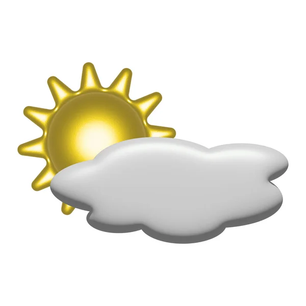 太陽と雲 天気アイコン 天気ニュース 3Dイラスト 気象季節予報記号 — ストックベクタ