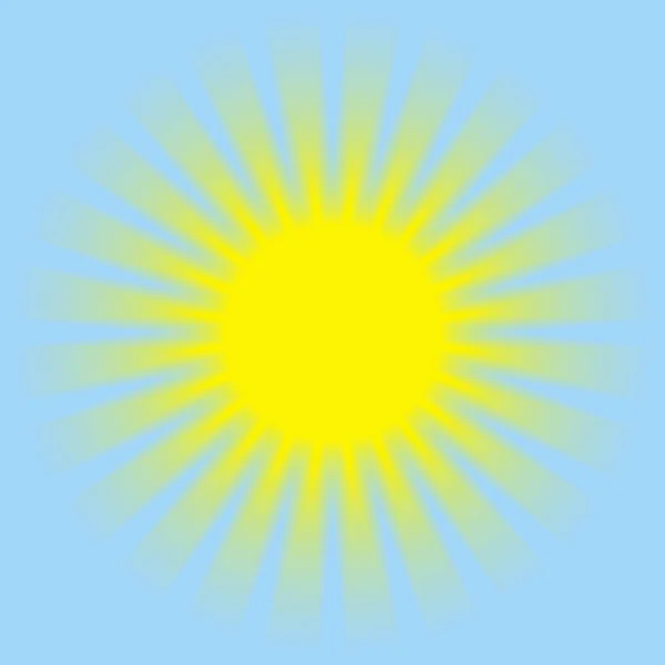 明るいベクトル太陽のアイコンは青の背景に隔離された 日の出 日の出または日没 夜明け 太陽の光と太陽の輝き 太陽は輝いている 太陽と太陽の光の半周装飾 — ストックベクタ